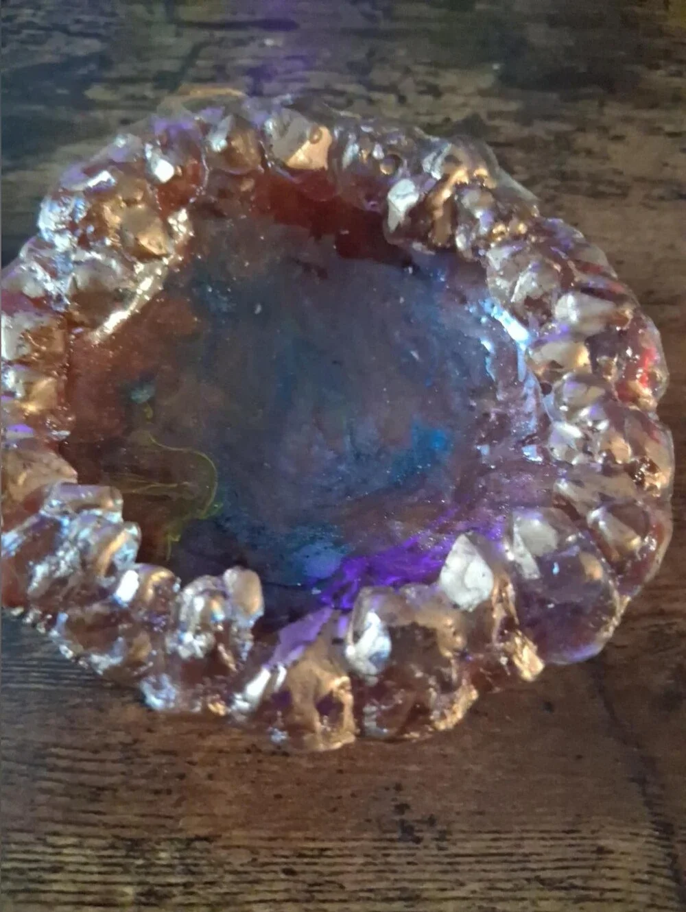Handmade Iridescent Pink Resin Coaster & Trinket Dish Set